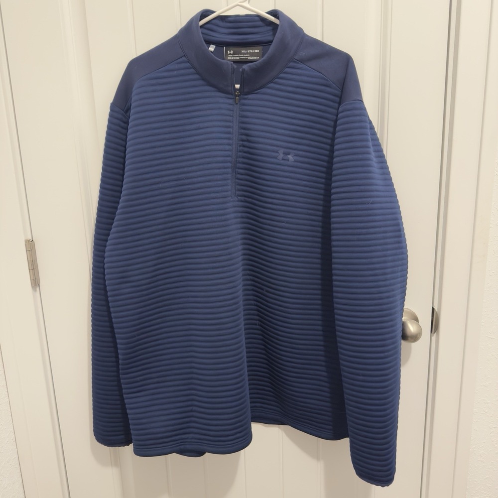 Under Armour Men's Navy 1/4 Zip Pullover Sweatshirt Size XXL Textured Design